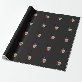 Gotische Schedel Met Roos en Raaf Cadeaupapier