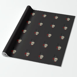 Gotische Schedel met Roze en Raaf Cadeaupapier