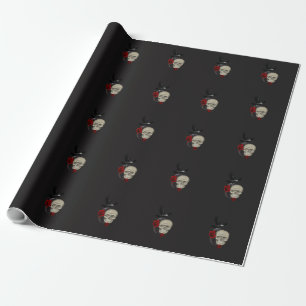 Gotische Schedel met Roze en Raaf Cadeaupapier
