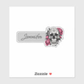 Gotische schedel met roze pioenen ID Sticker (Vel)