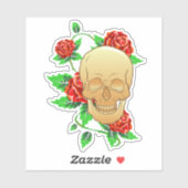 Gotische schedel met Rozen en wijnstokken Waterdic Sticker (Vel)