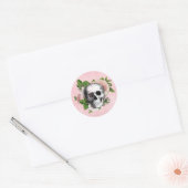 Gotische schedel met Rozen | Roze Halloween Ronde Sticker (Envelop)