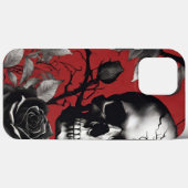 Gotische schedel met zwart Roos Case-Mate iPhone Case (Achterkant (horizontaal))