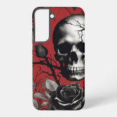 Gotische schedel met zwart Roos Samsung Galaxy Hoesje (Achterkant)