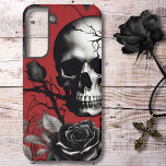 Gotische schedel met zwart Roos Samsung Galaxy Hoesje<br><div class="desc">Durf conventies te trotseren met deze exclusieve schedel en zwart rozen mobiele telefoonhoes, een boeiende versmelting van edgy design en opvallende schoonheid. Dit hoesje is niet alleen een beschermend schild voor je telefoon; het is een gewaagde uitspraak die de mystiek van een schedel combineert met de tijdloze allure van een...</div>