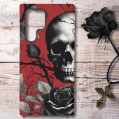 Gotische schedel met zwart Roos Samsung Galaxy Hoesje