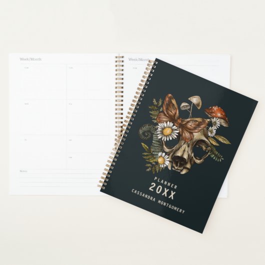 Gotische  schedel Mushroom Moth Aangepaste naam Planner (Display)