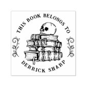 Gotische schedel op boeken "Uit de bibliotheek van Zelfinktende Stempel (Design)