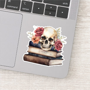 Gotische Schedel op Oude Boeken Waterdicht Sticker