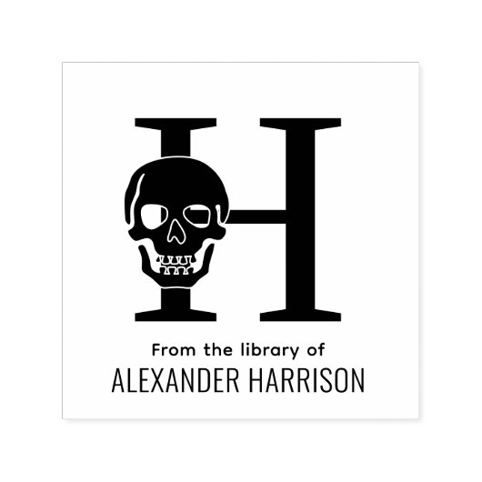 Gotische schedel over enkele gedurfde Initiaal naa Zelfinktende Stempel (Design)