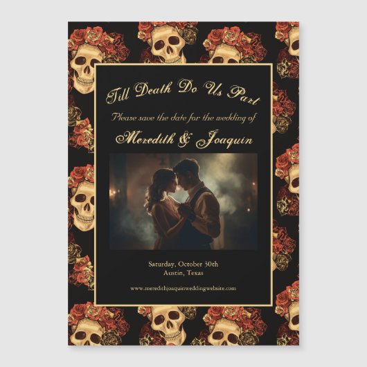 Gotische schedel paar foto Save the Date Magnet (Voorkant)