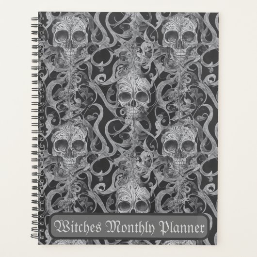 Gotische Schedel Patroon Heksen Maandelijkse Plann Planner (Voorkant)