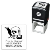 Gotische Schedel, Raaf en Kaars Bibliotheek Boekna Zelfinktende Stempel (In situ)