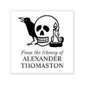 Gotische schedel, Raven en Kaars Bibliotheek Boekn Zelfinktende Stempel (Design)