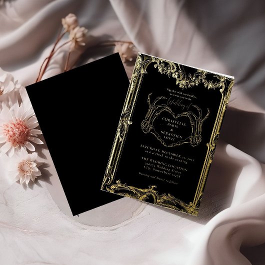 Gotische schedel Retro Halloween bruiloft Folie Uitnodiging