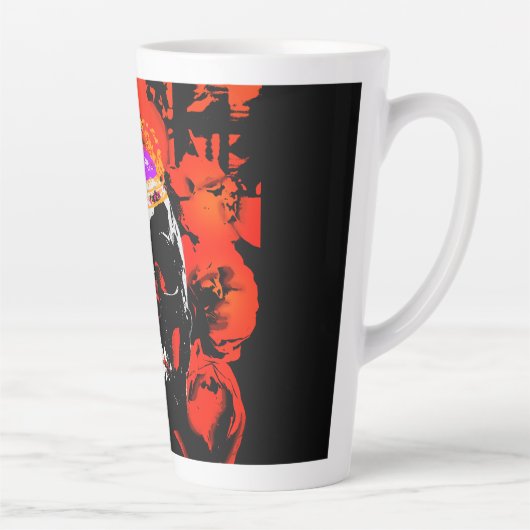 Gotische schedel rode rozen latte mok (Rechts)