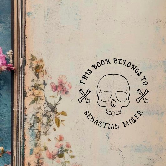 Gotische schedel Ronde Custom Book uit de biblioth Zelfinktende Stempel