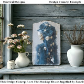 Gotische schedel & Roos Blauwgroen Ivoor Decoupage Tissuepapier