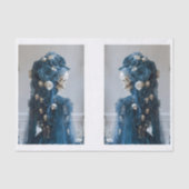 Gotische schedel & Roos Blauwgroen Ivoor Decoupage Tissuepapier (Voorkant)