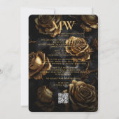 Gotische schedel Roos Boho Elegant Monogram Zwart Kaart (Achterkant)