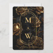 Gotische schedel Roos Boho Elegant Monogram Zwart Kaart (Voorkant)