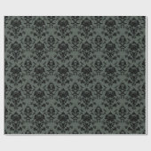 Gotische Schedel & Roos Damask Wrapping Paper Cadeaupapier (Vlak)