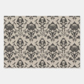 Gotische Schedel & Roos Donker Victoriaans Damaskp Inpakpapier Vel (Voorkant)