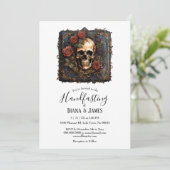 Gotische schedel & Rozen Elegant Handvasten Kaart (Staand voorkant)