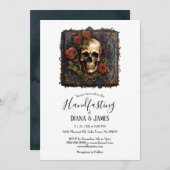 Gotische schedel & Rozen Elegant Handvasten Kaart (Voorkant / Achterkant)