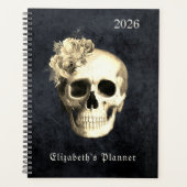 Gotische schedel Rozen gepersonaliseerd 2026 Planner (Voorkant)