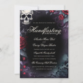 Gotische Schedel & Rozen Paarse Zwarte Handfasting Kaart (Voorkant)