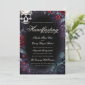 Gotische Schedel & Rozen Paarse Zwarte Handfasting Kaart (Staand voorkant)