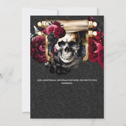 Gotische schedel rozen piraat kinder volwassenen l kaart (Achterkant)