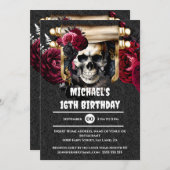 Gotische schedel rozen piraat kinder volwassenen l kaart (Voorkant / Achterkant)