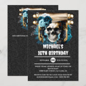 Gotische schedel rozen piraat kinder volwassenen l kaart (Voorkant / Achterkant)