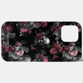 Gotische schedel Rozen Uil Donker Paarse Roze Eleg Case-Mate iPhone Case (Achterkant (horizontaal))