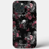 Gotische schedel Rozen Uil Donker Paarse Roze Eleg Case-Mate iPhone Case (Achterkant)