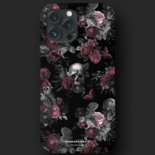 Gotische schedel Rozen Uil Donker Paarse Roze Eleg Case-Mate iPhone Case