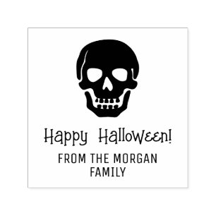 Gotische Schedel Silhouet Gelukkig Halloween Naam Zelfinktende Stempel