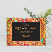 Gotische schedel Sinaasappel Abstract Halloween Pa Kaart (Staand voorkant)