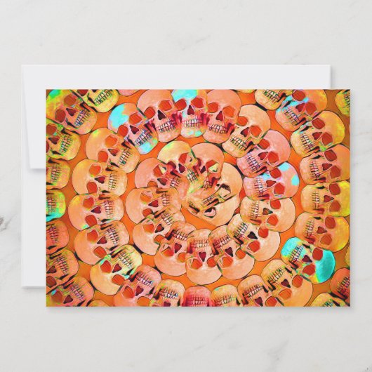 Gotische schedel Sinaasappel Abstract Halloween Pa Kaart (Achterkant)