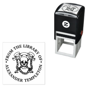 Gotische Schedel, Sleutels, Kettingen Bibliotheekn Zelfinktende Stempel