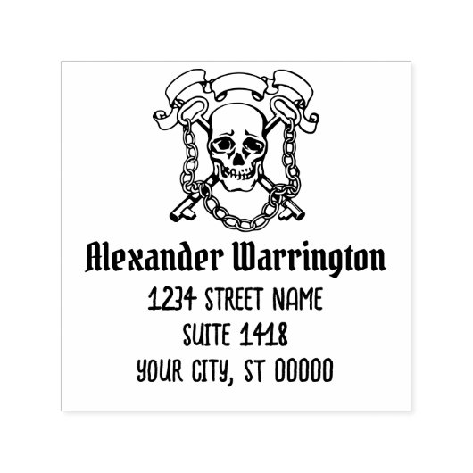 Gotische schedel, Sleutels, Kettingen Naam Retoura Zelfinktende Stempel (Design)