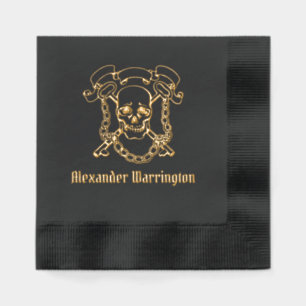 Gotische schedel, sleutels, kettingnaam folie servetten