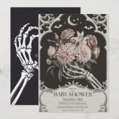 Gotische Schedel Spooky Halloween Baby shower Kaart (Voorkant / Achterkant)