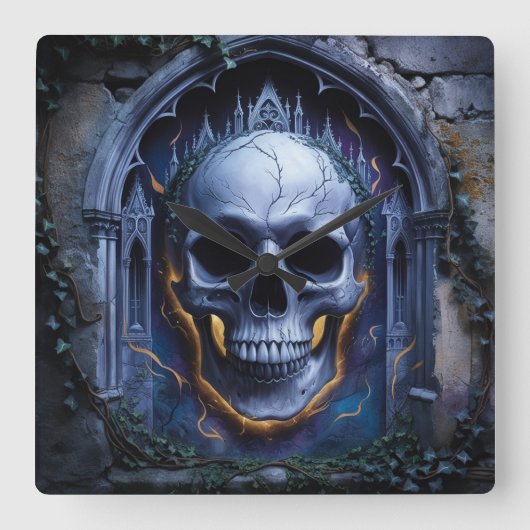 Gotische schedel symfonie ontwerp klok (Voorkant)