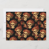 Gotische schedel tot de dood ons deel zwart save the date (Achterkant)