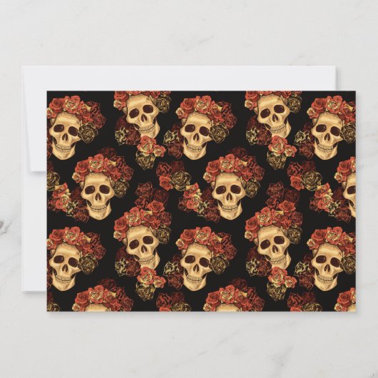 Gotische schedel tot de dood ons deel zwart save the date (Achterkant)