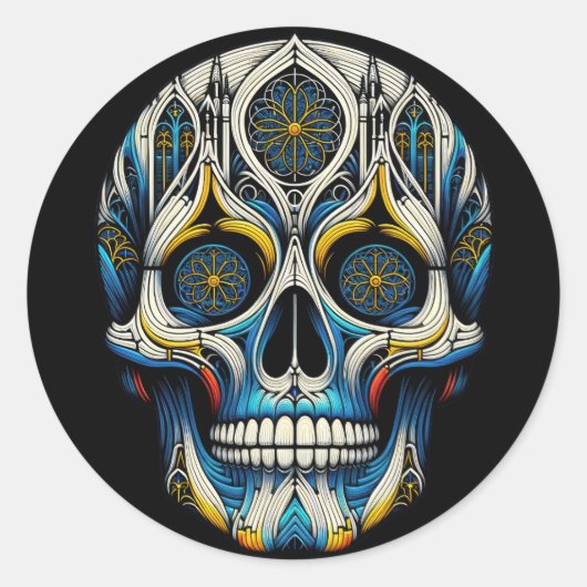 Gotische schedel van de kathedraal ronde sticker (Voorkant)