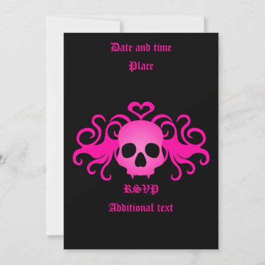 Gotische schedel verjaardag kaart (Achterkant)